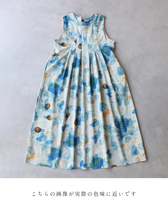 初夏のみずみずしい果物モチーフアートミディアムワンピース