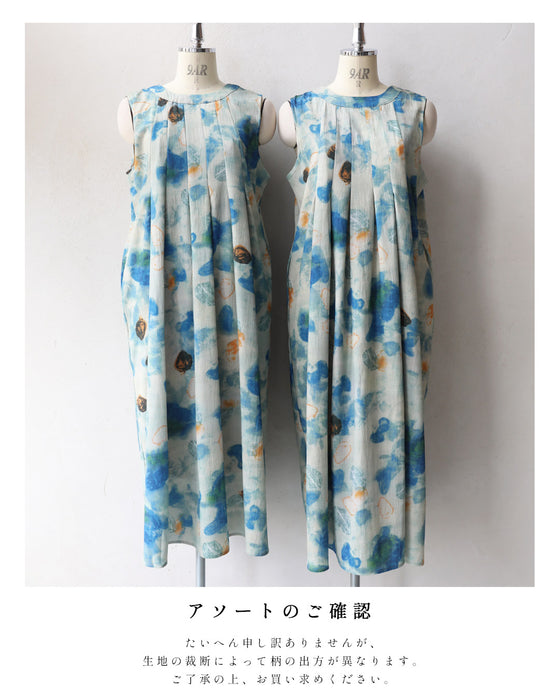 初夏のみずみずしい果物モチーフアートミディアムワンピース