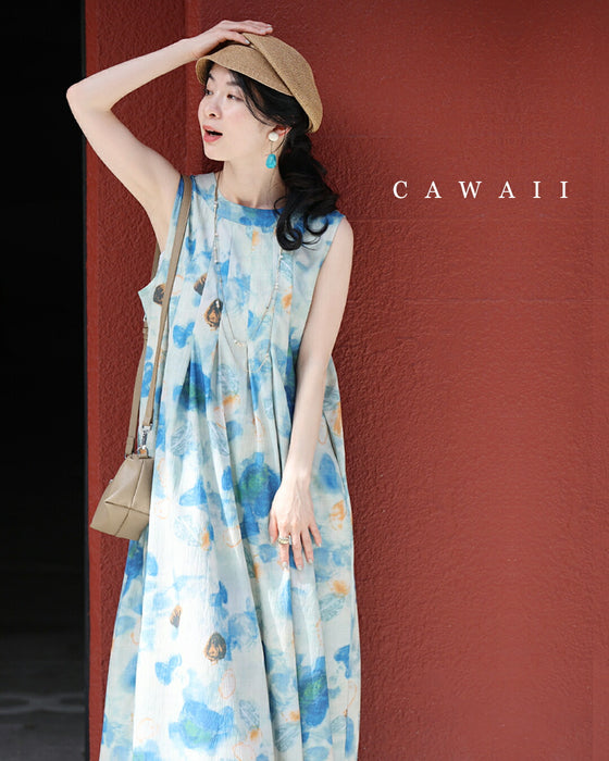 初夏のみずみずしい果物モチーフアートミディアムワンピース