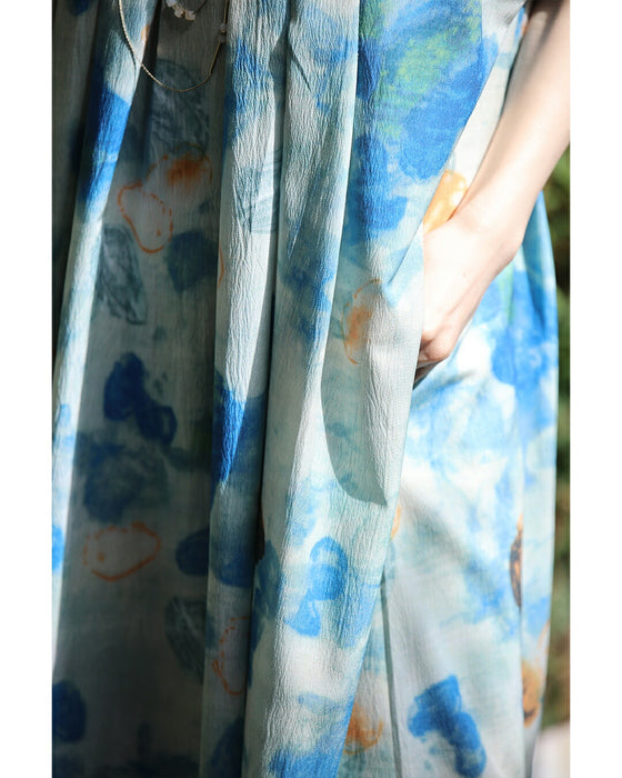 初夏のみずみずしい果物モチーフアートミディアムワンピース