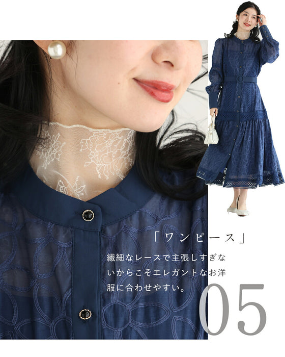 線画の花咲くレースインナー