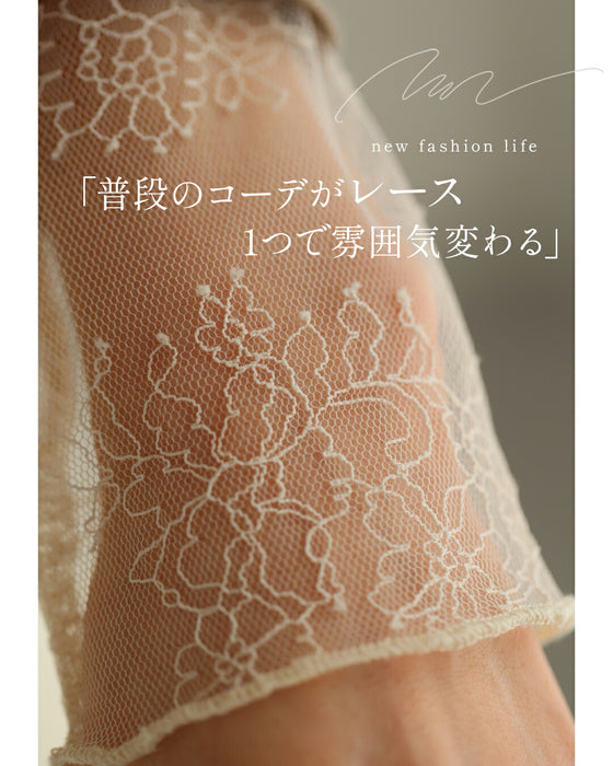 線画の花咲くレースインナー