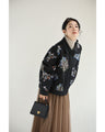 スパンコール煌めくシノワズリな花柄ジャケット
