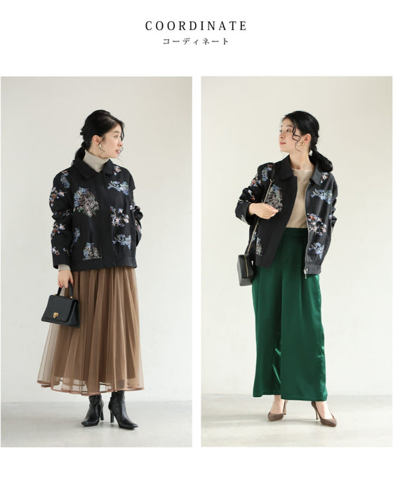 スパンコール煌めくシノワズリな花柄ジャケット