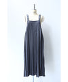 長さ調節可能。プリーツ流れるサスペンダーロングワンピース