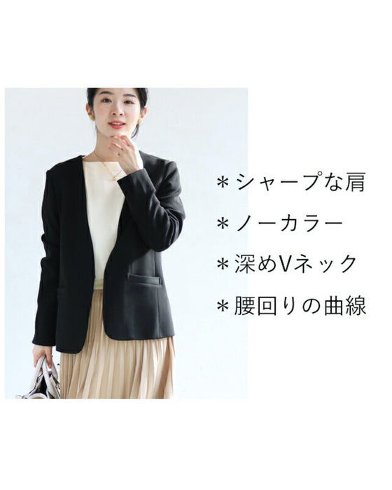 【コーデセット】セレモニーから普段まで 1日着ても疲れない 伸縮スーツ ジャケット ワンピース2点セット