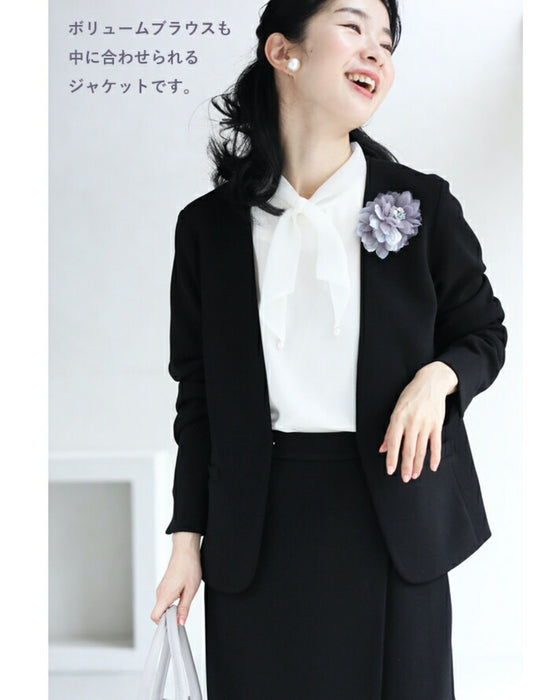 【コーデセット】セレモニーから普段まで 1日着ても疲れない 伸縮スーツ ジャケット ワンピース2点セット