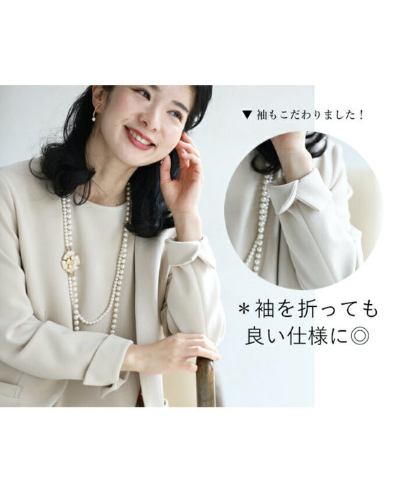 【コーデセット】セレモニーから普段まで 1日着ても疲れない 伸縮スーツ ジャケット ワンピース2点セット