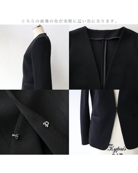 【コーデセット】セレモニーから普段まで 1日着ても疲れない 伸縮スーツ ジャケット ワンピース2点セット