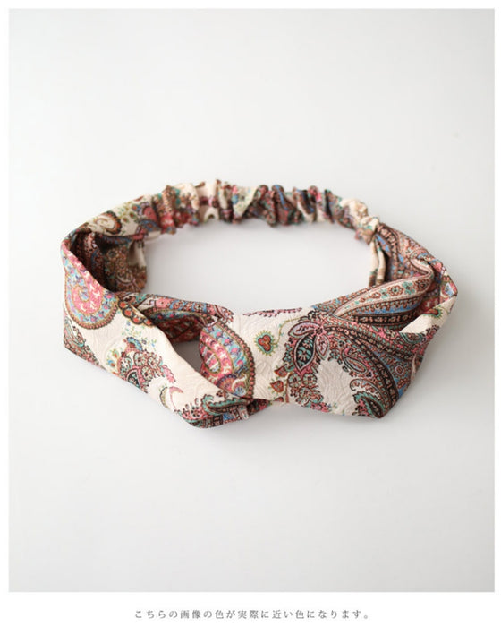 いつもの下ろし髪に。スカーフ柄ツイストヘアバンド