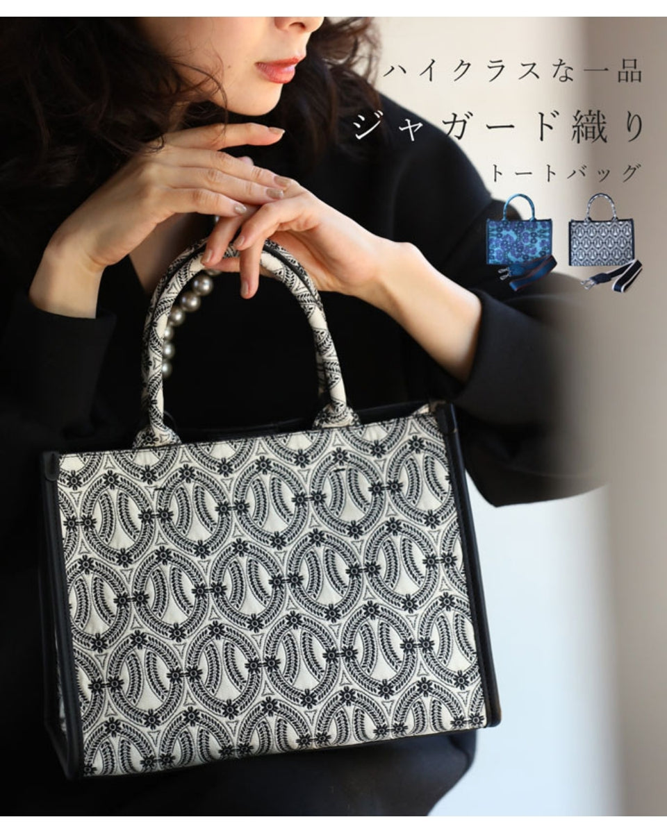 ショルダーバッグ ジャガード織 2WAY トートバッグ レディース