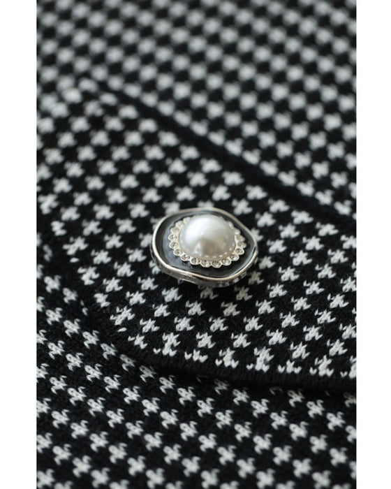 肩に流れるラインの柄ニットプルオーバートップス