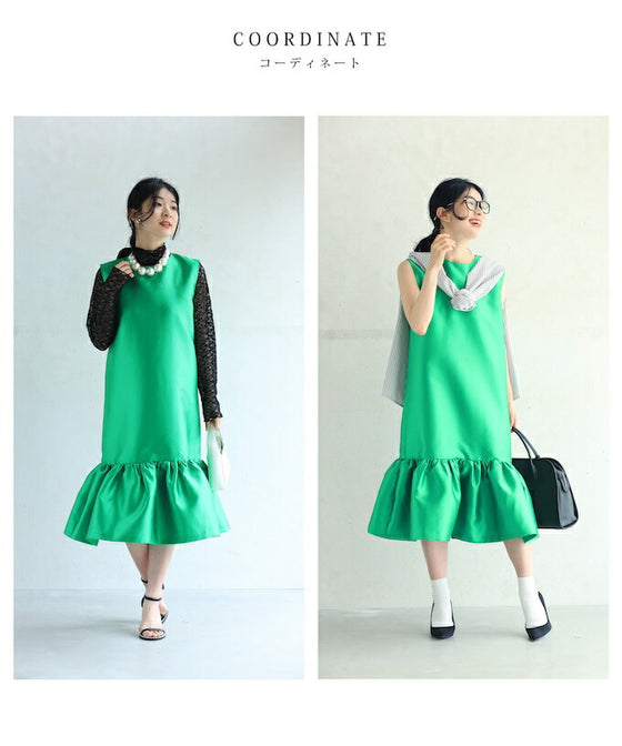 大人の艶足し花びらフリルワンピース