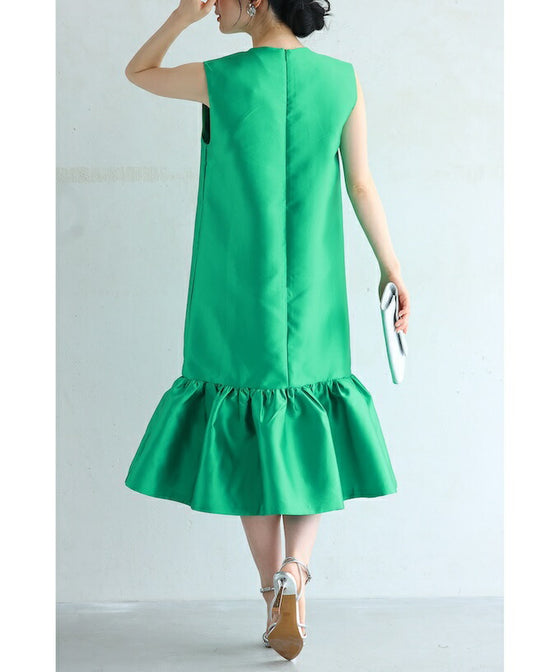 大人の艶足し花びらフリルワンピース