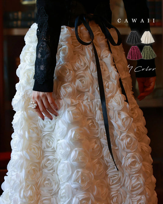 バラの花に包まれるボリュームブーケスカート