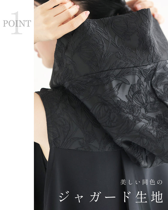 上品とカッコいいの異素材合わせ。モードなジップアップロングベスト