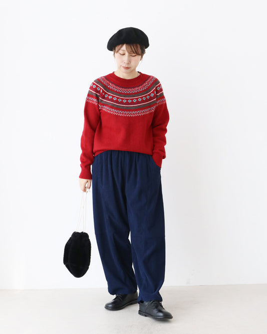 冬らしい柄編みニットを主役に