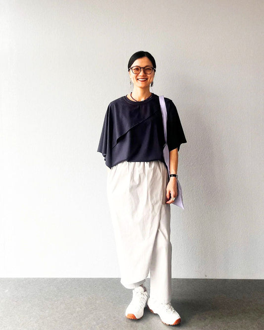 脚長マジック！スニーカーと繋げる重なるコットンパンツ