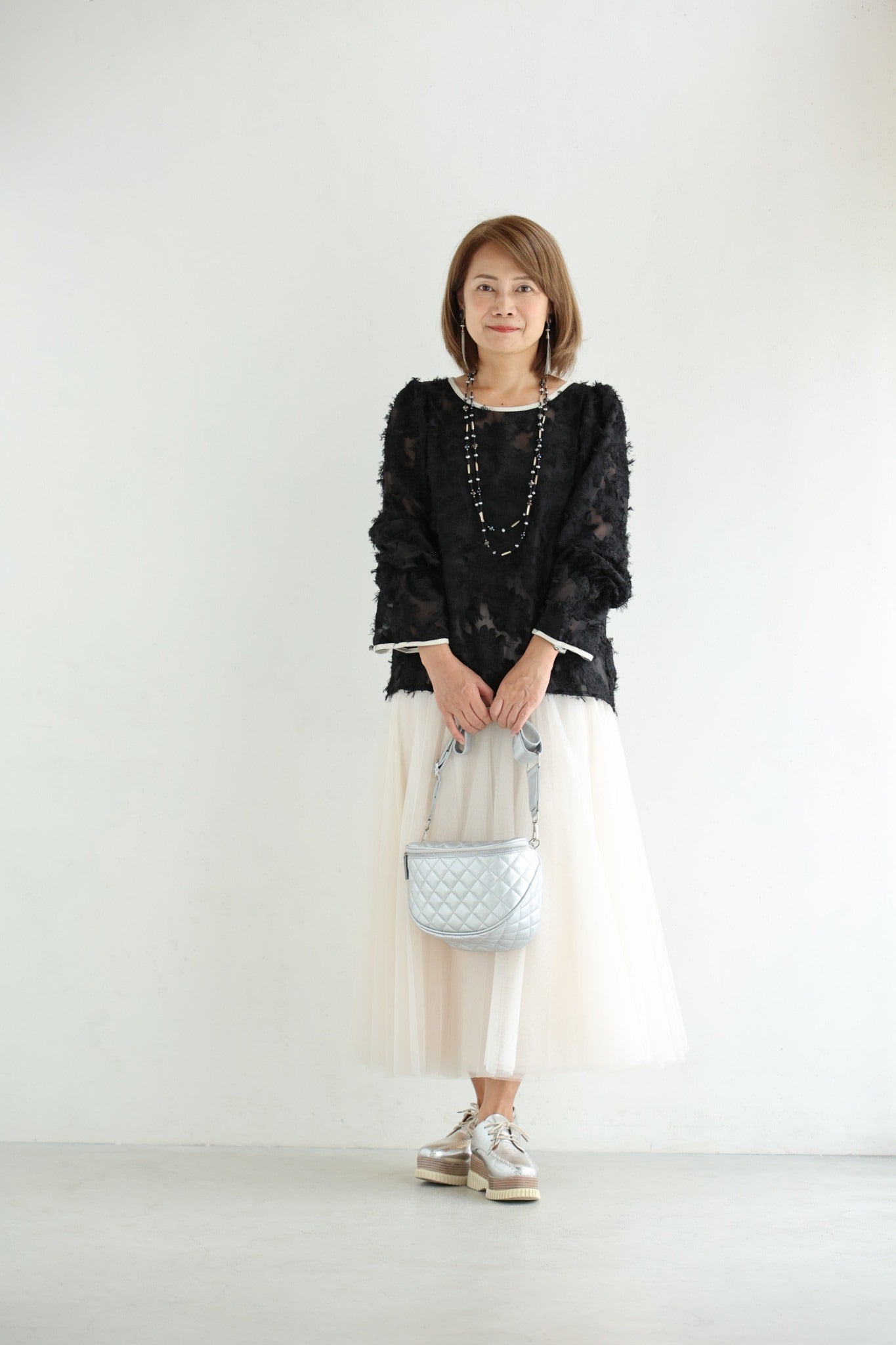 ☆TO BE CHIC☆ ツイードワンピース モノトーン 白 黒　韓国コーデ　L 他のコーデも見てね👗♡♥ ↓↓↓↓ @monotoneko_official