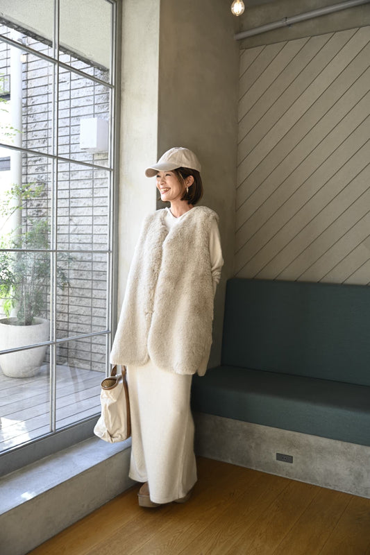 ふんわり素材でつくる、大人のやさしげワントーン