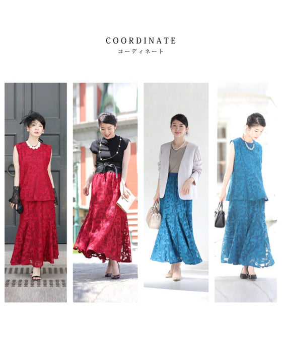 アラベスク模様浮き立つマーメイドラインスカート