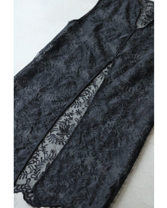 錯視スリットの重ね着刺繍ベールジレ