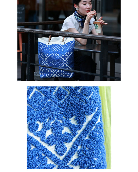 ヨーロッパの風感じるタイル柄 バンブートートバッグ