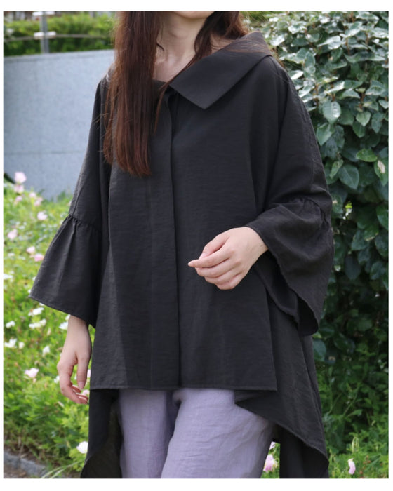 【sanpo Lusso】シエルボタンの上品トップス