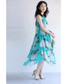 A sheer floral mini dress with a translucent feel