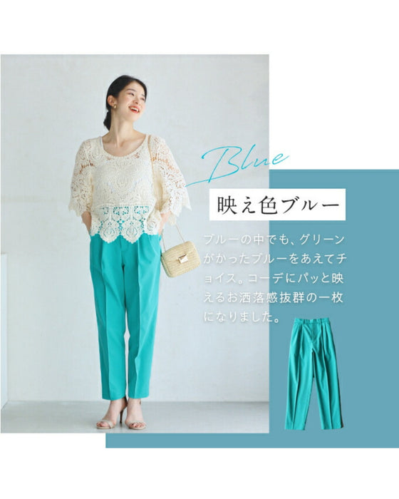 Stain-resistant colored tuck pants