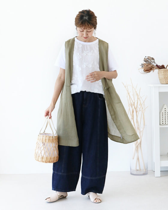 Shell button sheer vest (3 colors)