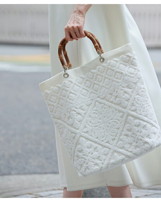 ヨーロッパの風感じるタイル柄 バンブートートバッグ