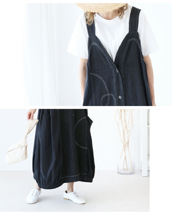 Mixed fabric and stitched jumper skirt