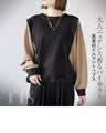 A bicolor dolman top made from different materials for a sophisticated look