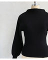 Long sleeve puffy and off-neck knit top