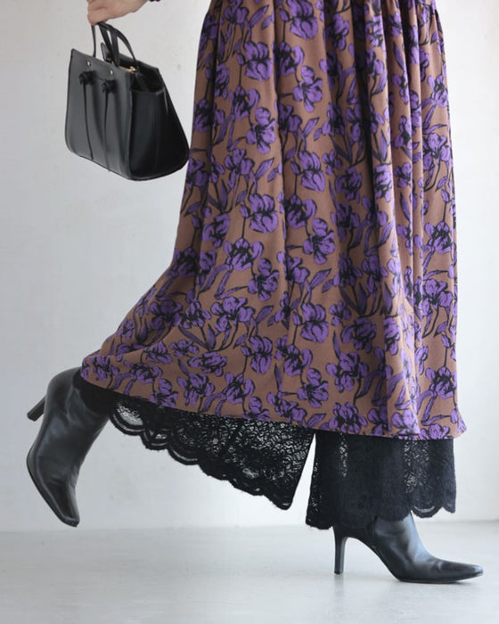 見せて可愛い重ね着用 起毛レースペチパンツ