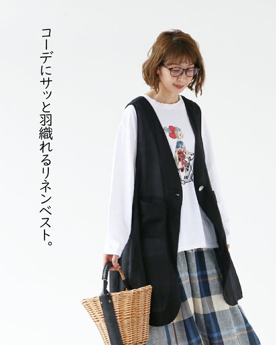 Shell button sheer vest (3 colors)