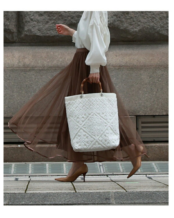 ヨーロッパの風感じるタイル柄 バンブートートバッグ