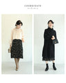 【セール商品返品交換不可】浮かぶ黒花レースのミディアムスカート
