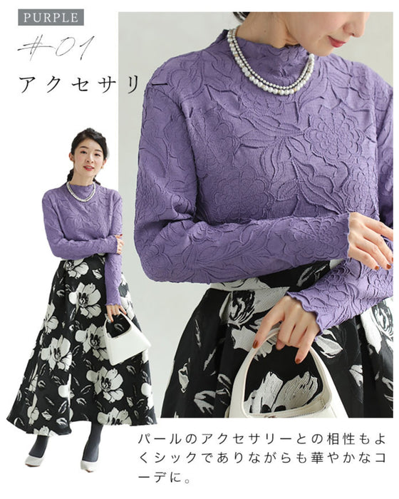 Carved Flower Super Stretch Long Sleeve Top