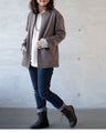 A suede-like collarless jacket for adults that will make your wish come true