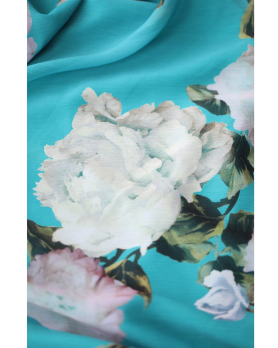 透明感溢れるシアーな花画ミニワンピース