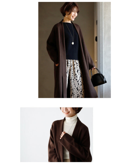 季節の変わり目にコート仕立てニットロングカーデ