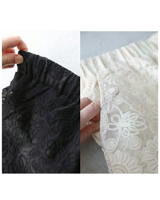 ワンピに重ねる涼みレースパンツ