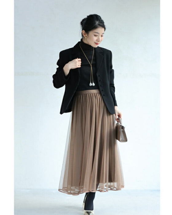 雫型マーブルストーンのループタイネックレス