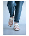 Soft and easy to walk in toe ring style single pearl sandals