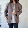 A suede-like collarless jacket for adults that will make your wish come true