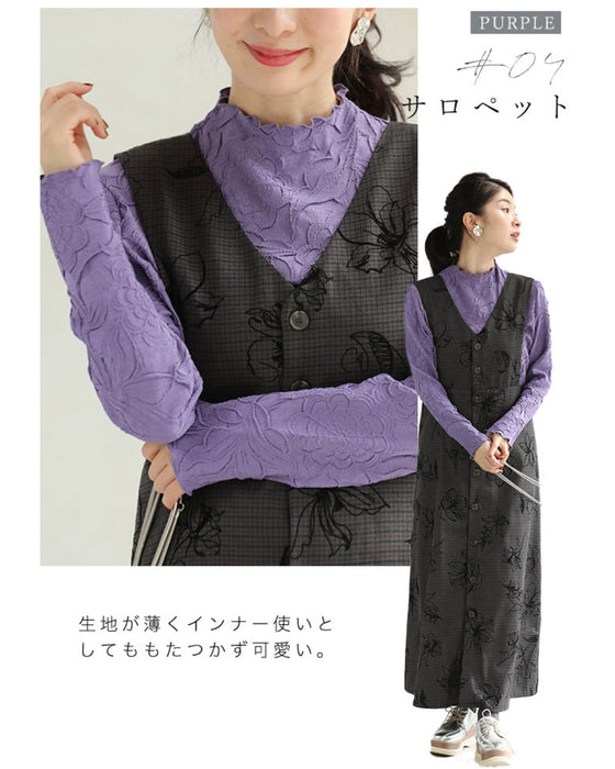 Carved Flower Super Stretch Long Sleeve Top