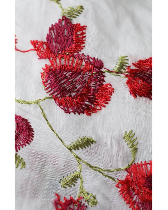 アンティーク風ビジューボタンの花刺繍シャツトップス