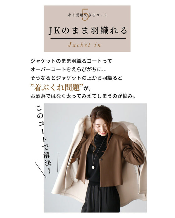 ワードローブの新定番!なが〜く愛用できるノーカラーコート